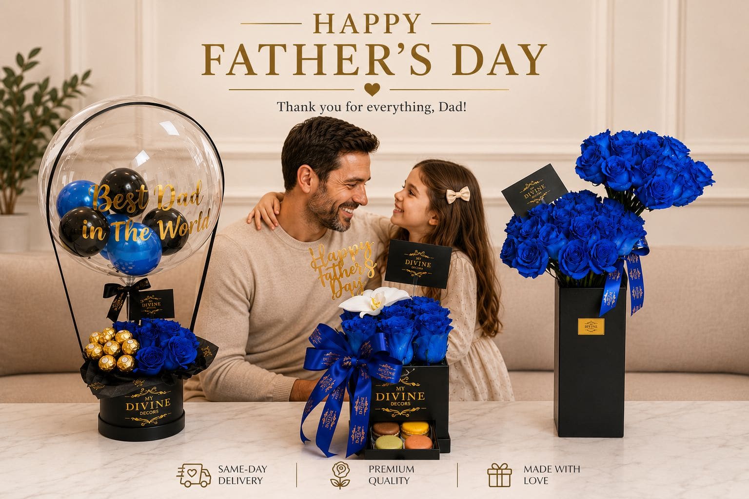 blue rose box Father's Day gift delivered in Miami