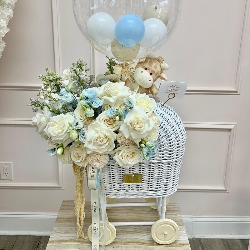 Luxury Floral Baby Bassinet Stroller