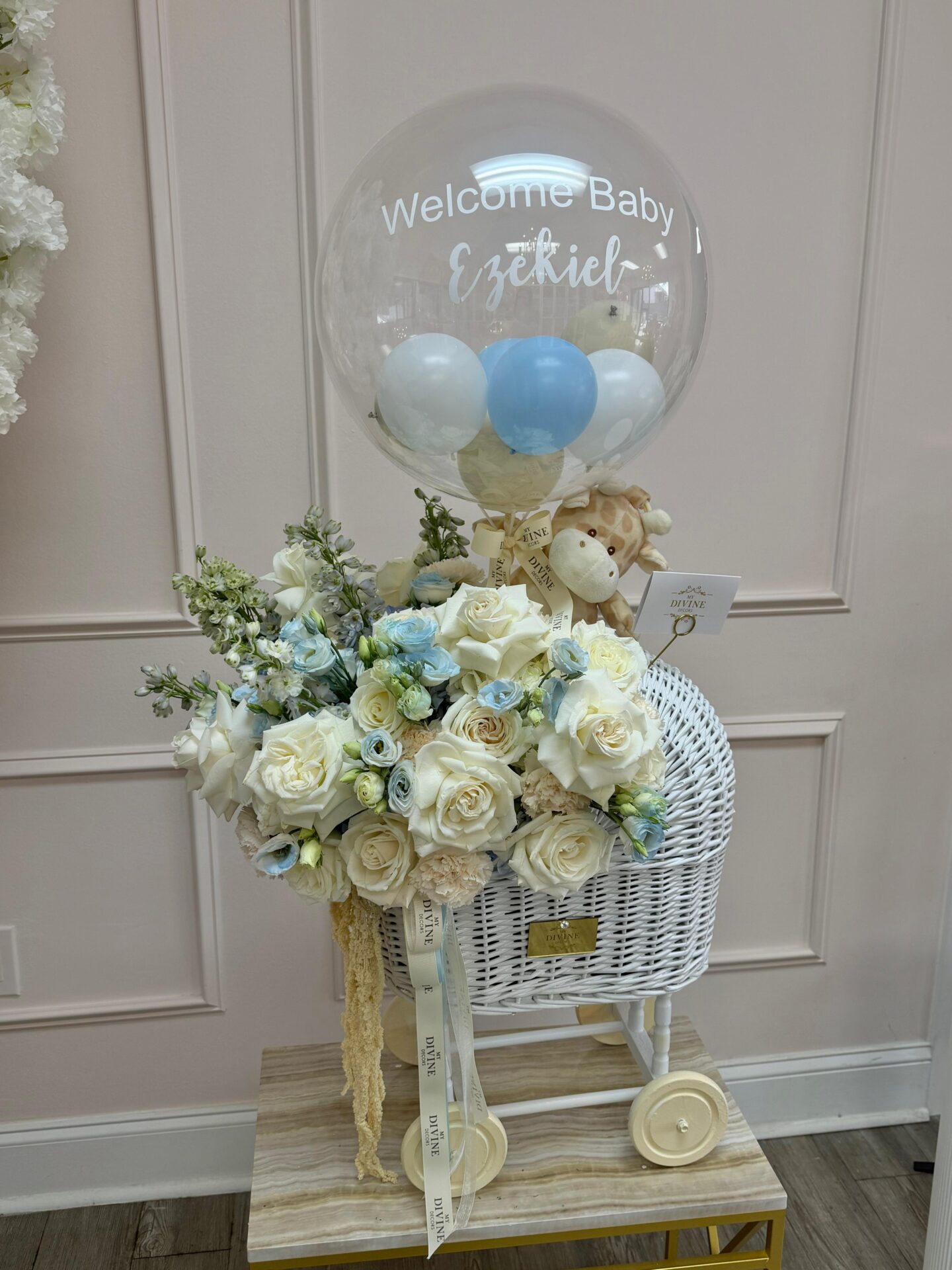 luxury-floral-baby-bassinet-stroller-3 Luxury Floral Baby Bassinet Stroller - Image 4