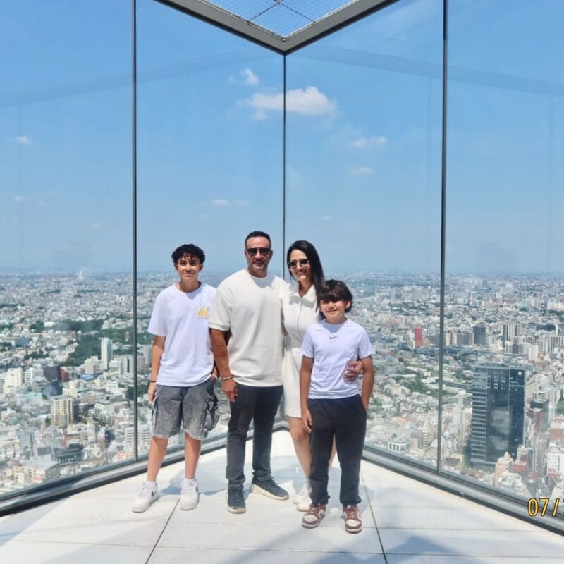The family at a Tokyo observation deck