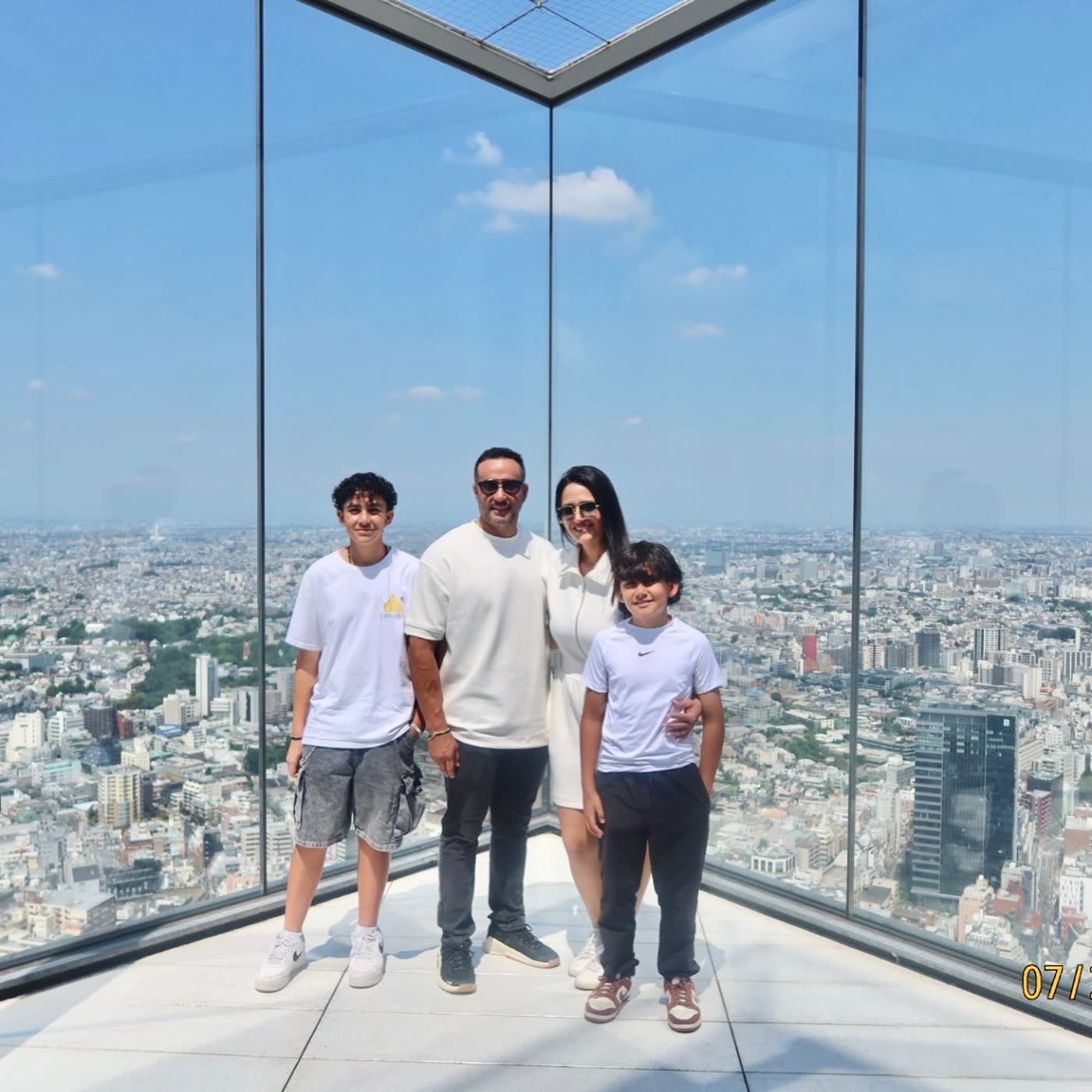 The Ramirez-Nunez family at Shibuya Sky in Tokyo, July 2025