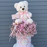 Teddy Bear & Pink Baby’s Breath Signature Box