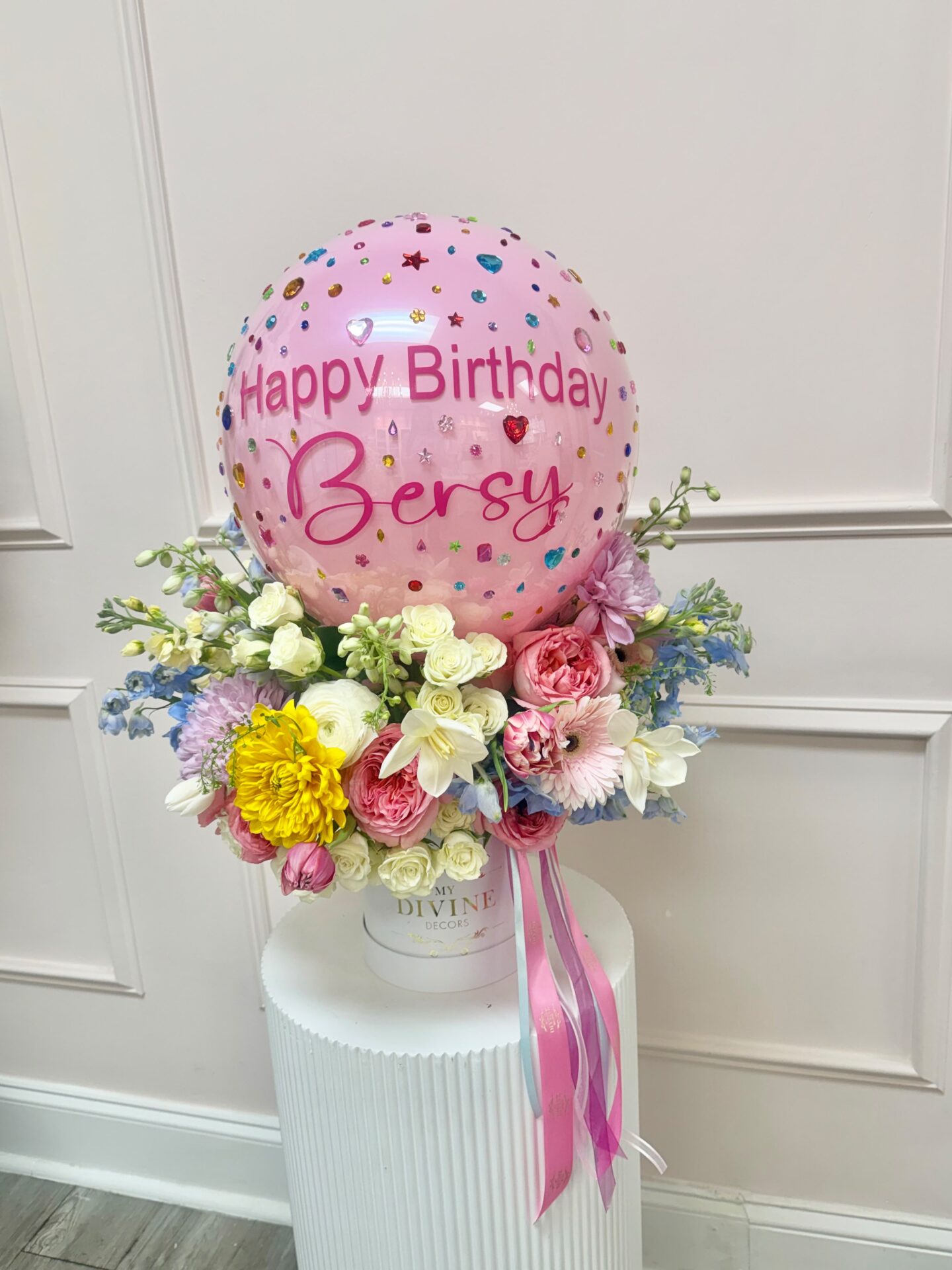 birthday-gem-balloon-floral-box-2 Birthday Gem Balloon & Floral Box - Image 2