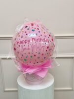 Bubble balloon personalized with a happy birthday message and rhinestones