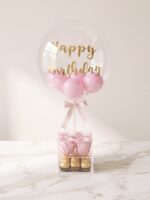 4 Rosas Preservadas en Caja de Acrílico con Globo