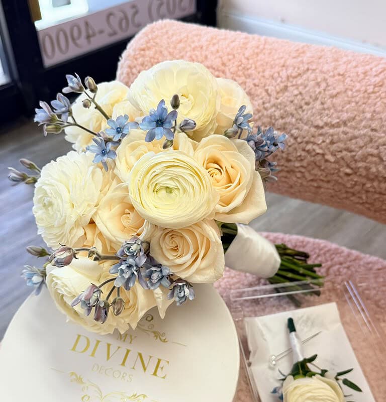 Blue Ivory Elegance Bridal Bouquet