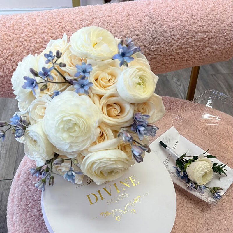 Blue Ivory Elegance Bridal Bouquet - Image 2