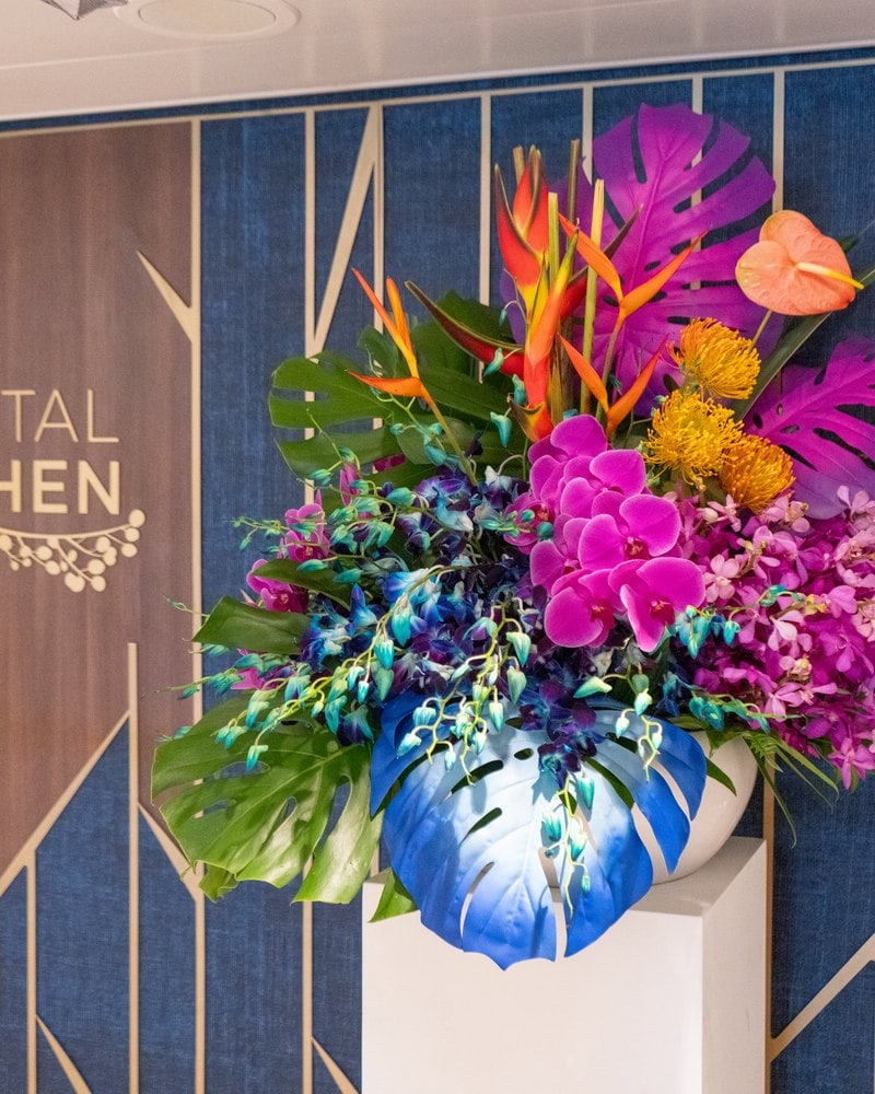 Tropical arrangement at a restaurant entrance on Star of the Seas