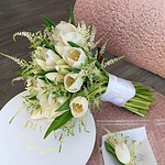 Elegant White Tulip & Astilbe Bridal Bouquet