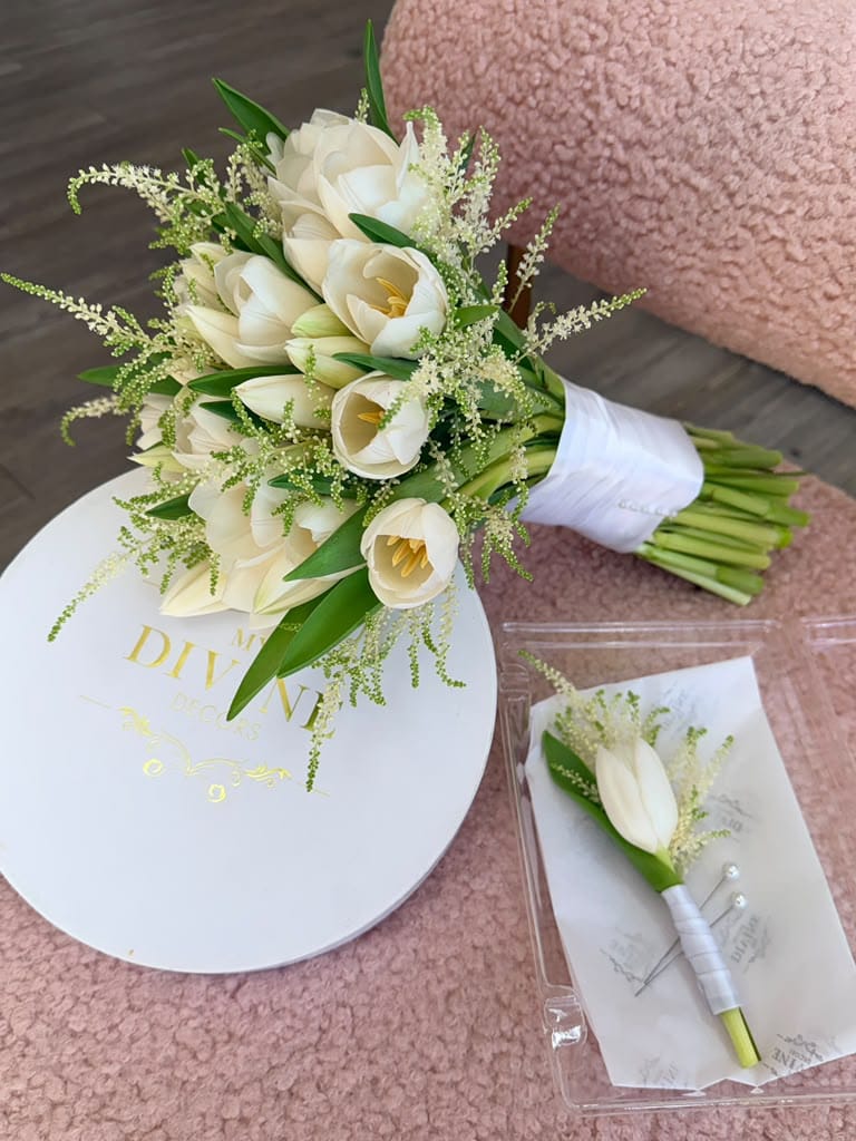 Elegant White Tulip & Astilbe Bridal Bouquet Elegant White Tulip & Astilbe Bridal Bouquet