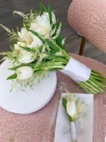 Elegant White Tulip & Astilbe Bridal Bouquet - Image 3