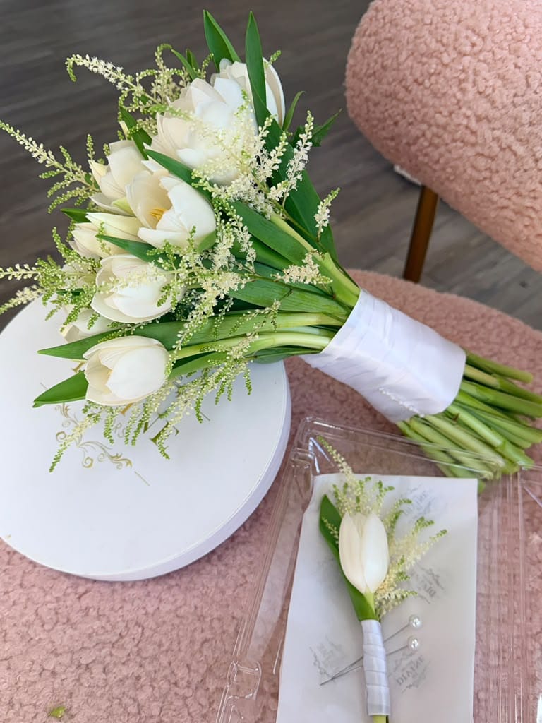 Elegant White Tulip & Astilbe Bridal Bouquet Elegant White Tulip & Astilbe Bridal Bouquet - Image 3