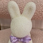 White glitter bunny figure with a lilac My Divine Decors ribbon