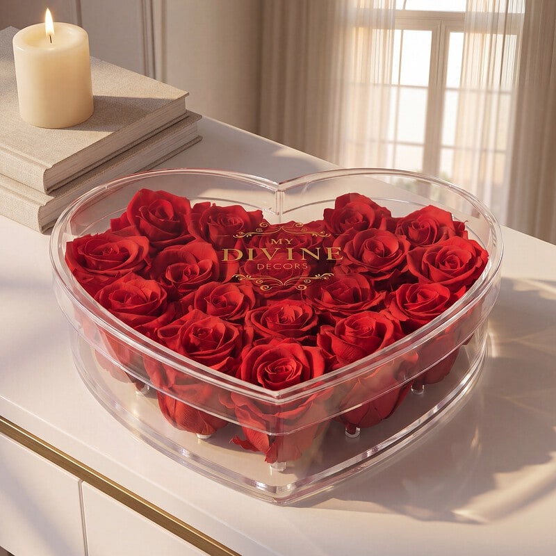 Heart Acrylic Collection - 18 Roses