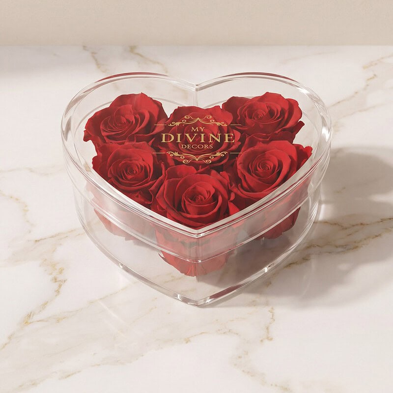 Heart Acrylic Collection - 6 Roses