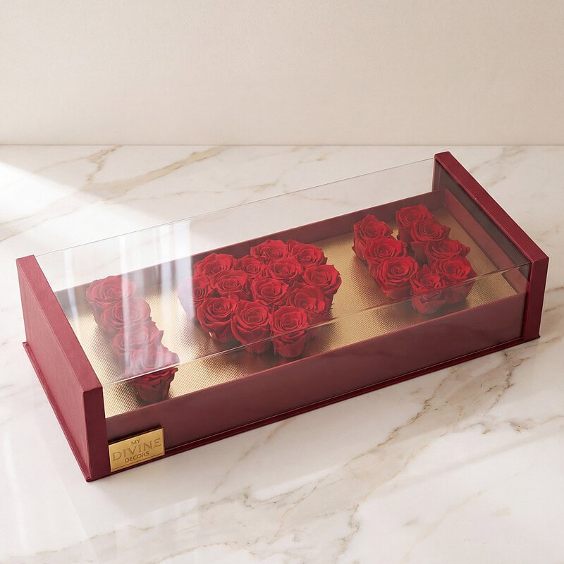 I Love You Acrylic Box Preserved Roses