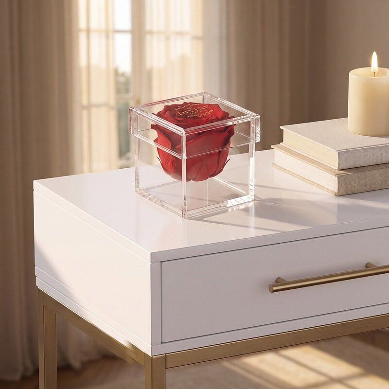 Single Mini Preserved Rose in Acrylic Box